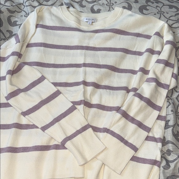 R Essentials Striped Sweater - White and Purple - Picture 2 of 5